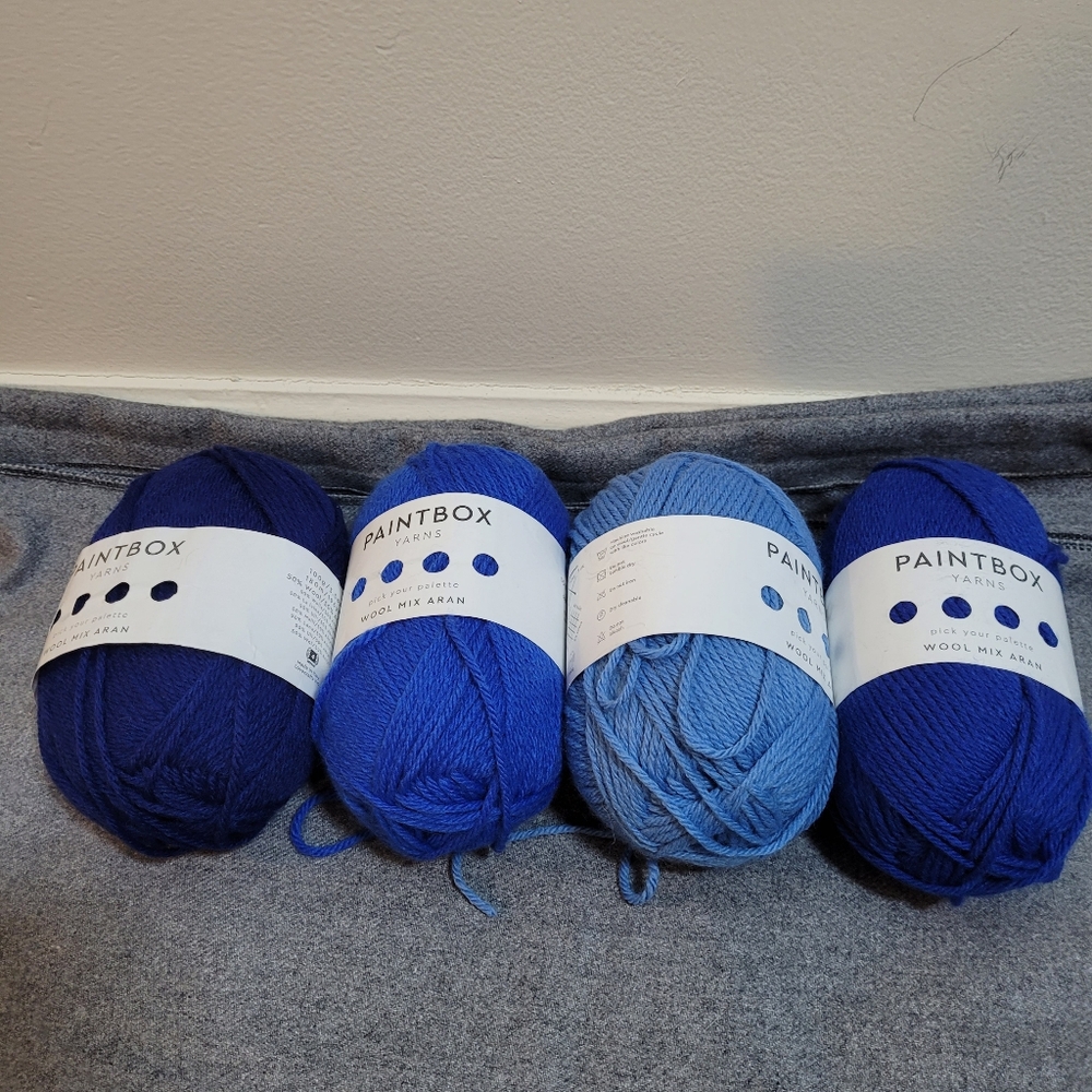 Paintbox Yarns Wool Mix Aran Blue Yarn Set 100g Each Craft Art Hobby